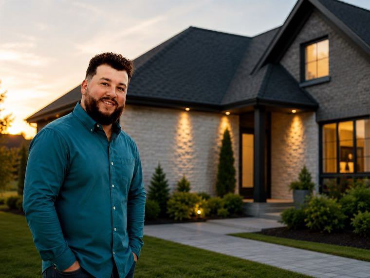 The owner of Apex Roof Systems in front of a Tampa Bay home