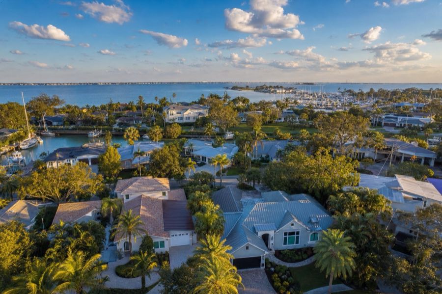 Aerial view of Dunedin, Florida.