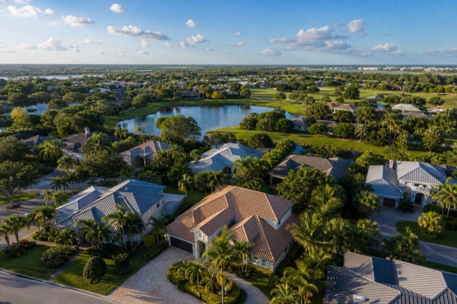 Aerial view of East Lake, Florida.