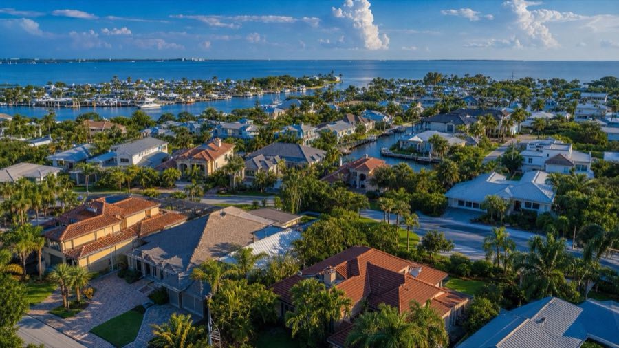Aerial view of Hudson, Florida.