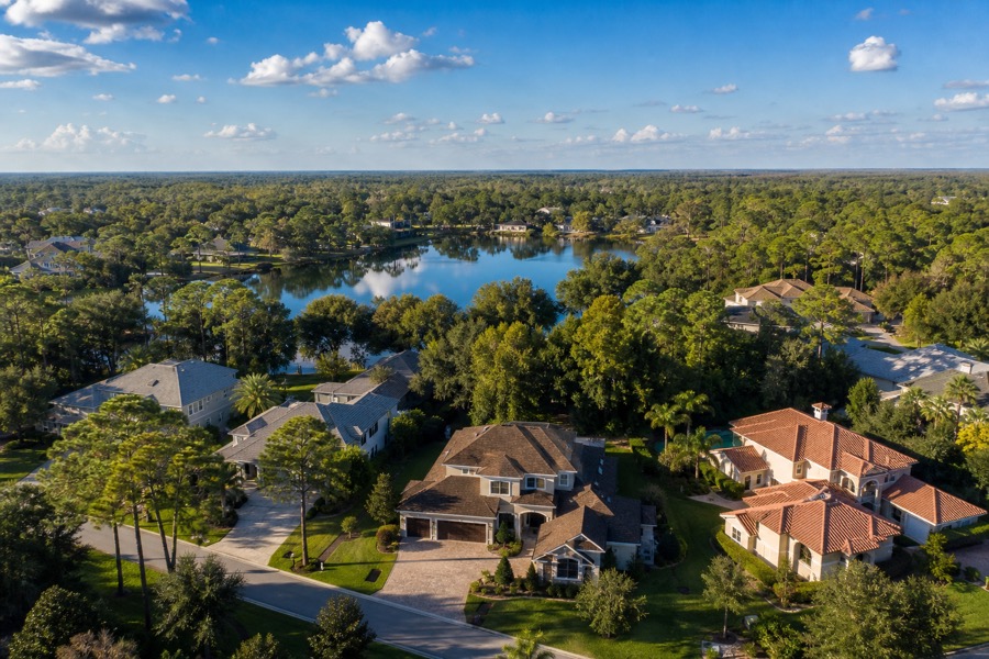 Aerial view of Lutz, Florida.