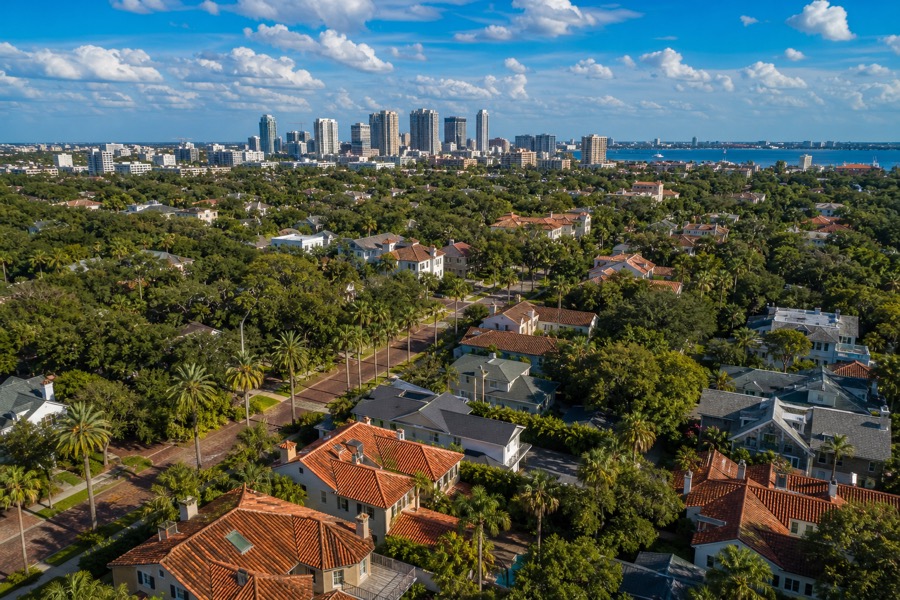Aerial view of St. Petersburg, Florida.