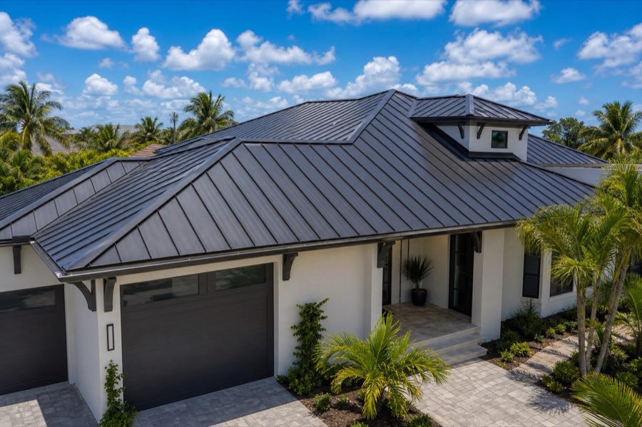 Standing seam metal roof on a Florida coastal home