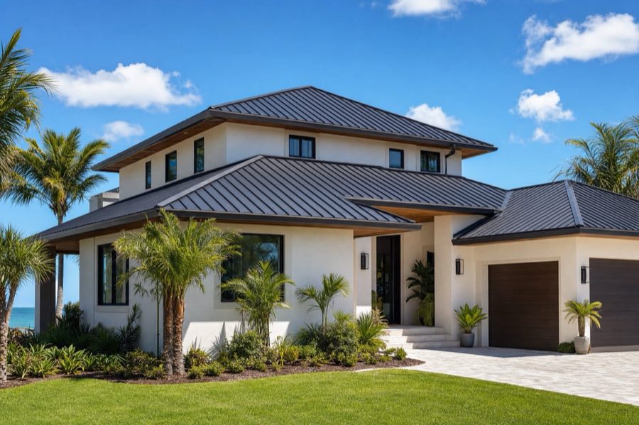 Standing seam metal roof on a Dunedin home